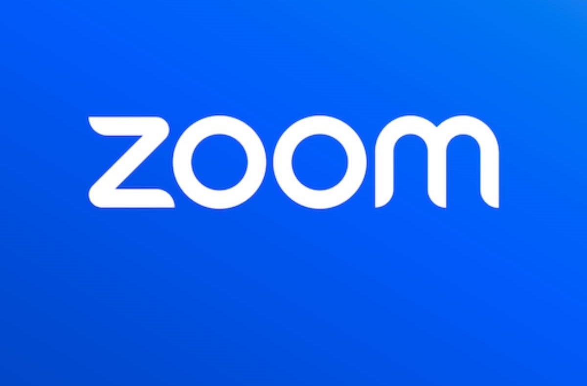 The Zoom logo on a blue background, featuring the word zoom in bold white lowercase letters.