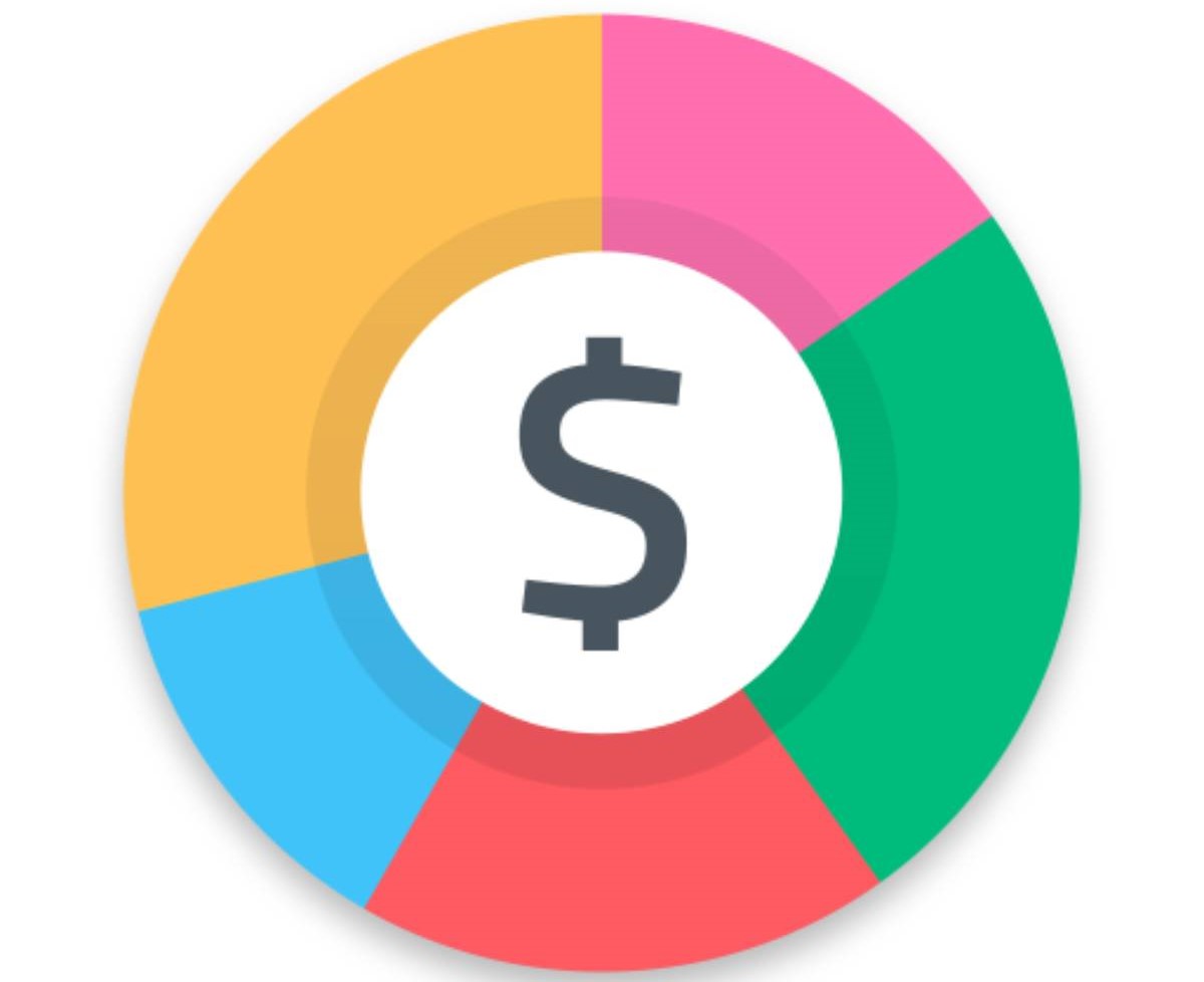 Colorful circular pie chart with segments and a central dollar sign, symbolizing financial data or budgeting.