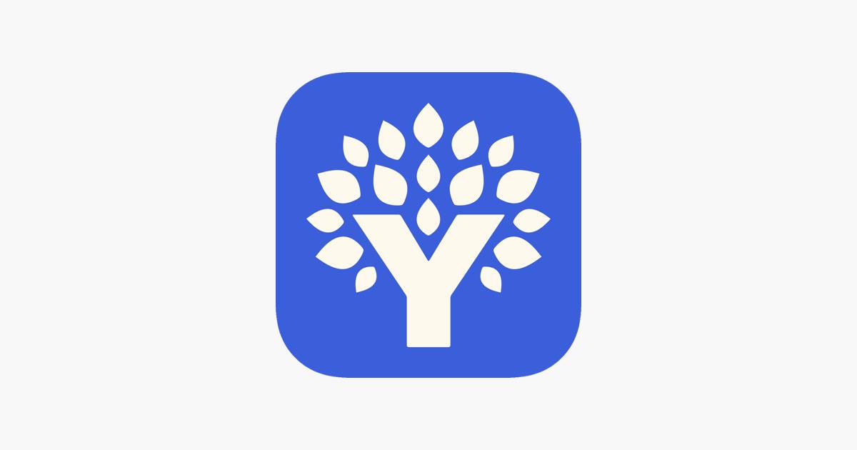 Logo featuring a stylized white tree with green leaves on a blue background, representing the Yandex.Money app.